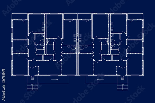 Best apartment house floor plans. Unfurnished apartments for your design. Vector ground floor plans blueprint. Modern architectural background.
