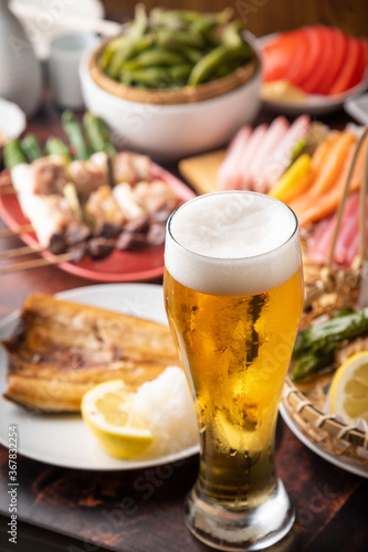 japanese izakaya styke restaurant food with beer