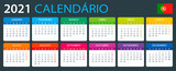 2021 Calendar - vector illustration, Portuguese version