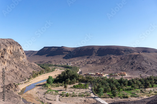 Beautiful Desert oasis landscape in Oasis De Fint near Ourzazate in Morocco, North Africa