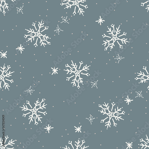 Seamless winter snowflake background pattern. Simple gender neutral nursery festive scrapbook digital paper. Kids whimsical snowflake wallpaper all over print.