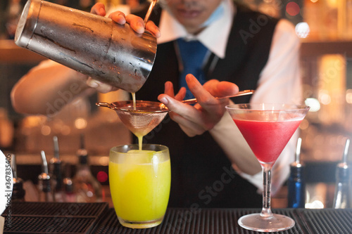 A bartender prepared drinks at a nightclub in Bangkok Thailand
