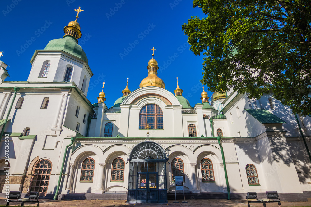 Main entrance to Saint Sophia Cathedral in Kiev, Ukraine. Saint Sophia Cathedral in Kiev is an outstanding architectural monument of Kievan Rus