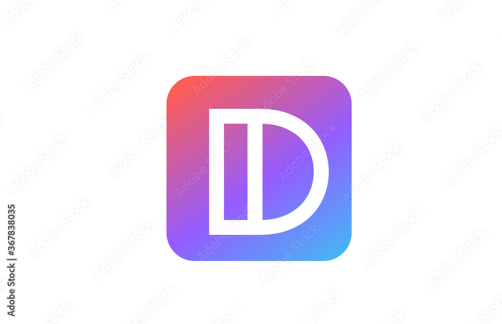 colored blue pink D alphabet letter logo icon. Line design for business and company identity colored blue pink D alphabet letter logo icon. Line design for business and company identity