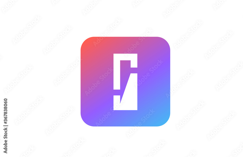 colored blue pink I alphabet letter logo icon. Line design for business and company identity colored blue pink I alphabet letter logo icon. Line design for business and company identity