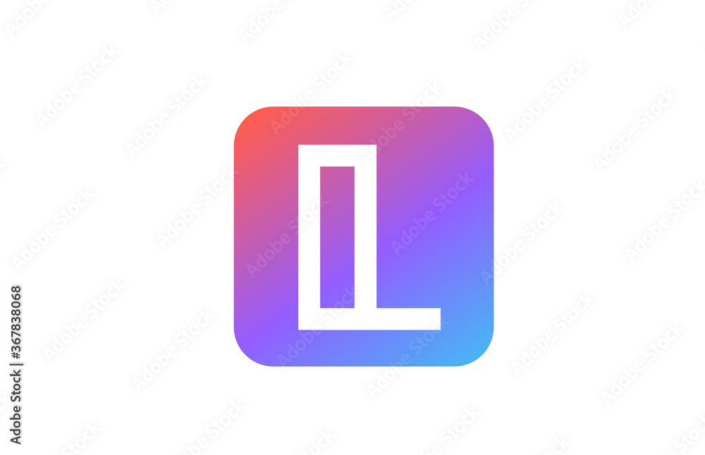 colored blue pink L alphabet letter logo icon. Line design for business and company identity colored blue pink L alphabet letter logo icon. Line design for business and company identity