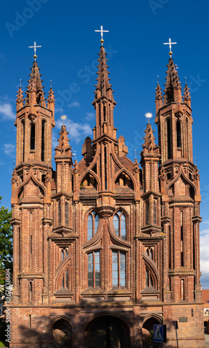 The stunning St. Anne's Church in Vilnius Old Town, Lithuania. A prominent example of both Flamboyant Gothic and Brick Gothic styles and A UNESCO World heritage site.