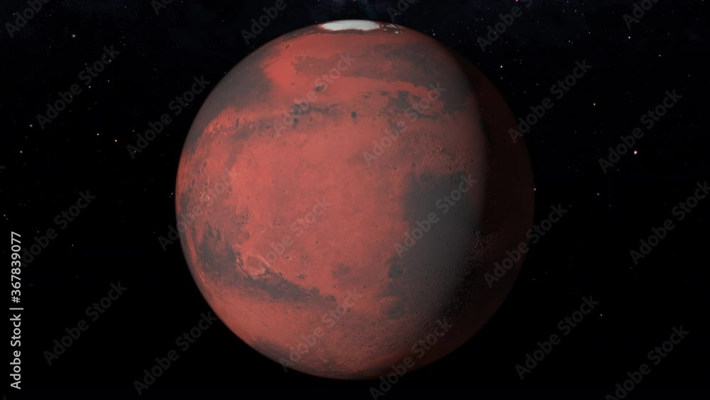 3D Loop Animation: Full 360 degree rotation of planet Mars, icy poles and crevasse (textures from NASA) 3D Loop Animation: Full 360 degree rotation of planet Mars, icy poles and crevasse (textures from NASA)