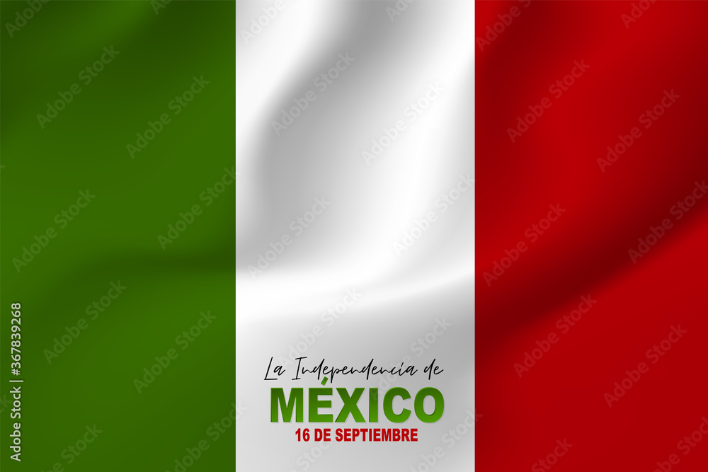 Mexico Independence Day. 16 September national holiday. Patriotic design concept. Green, white, and red Mexican flag. Vector illustration.