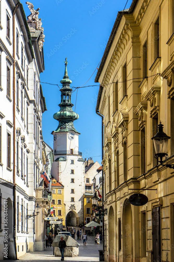 The street leading to Michael's gate in Bratislava, Slovakia