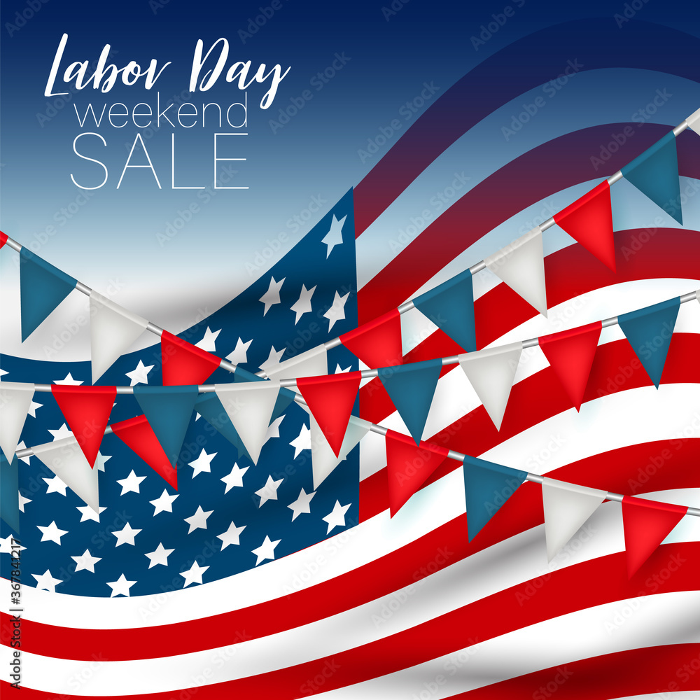 Labor Day weekend sale. United States national flag colors - red, blue, and white. USA federal holiday banner. vector illustration. Labor Day weekend sale. United States national flag colors - red, blue, and white. USA federal holiday banner. vector illustration.