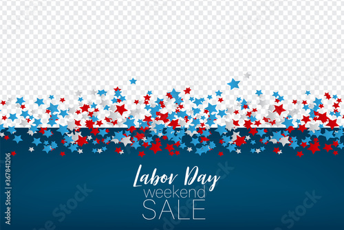 Labor Day weekend sale. United States national flag colors stars. USA federal holiday overlay banner. vector illustration.