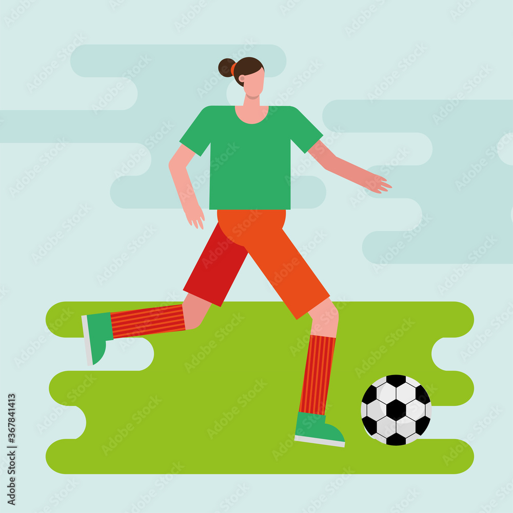 Fototapeta premium young woman playing soccer character