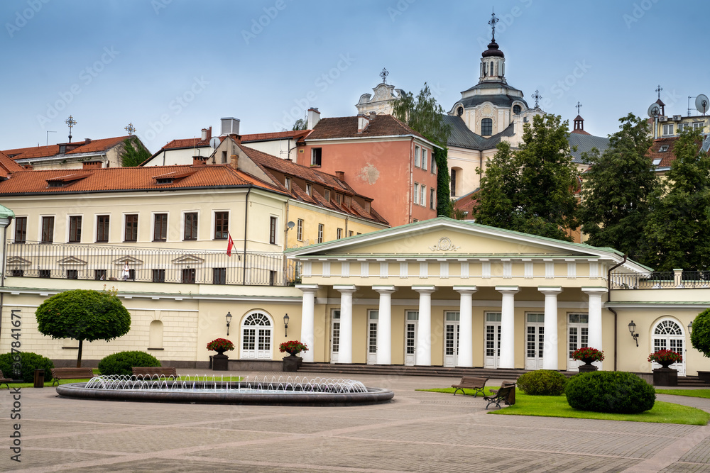 The historical Presidential Palace in Vilnius Old Town, Lithuania. It originally dates back to the 14th century.