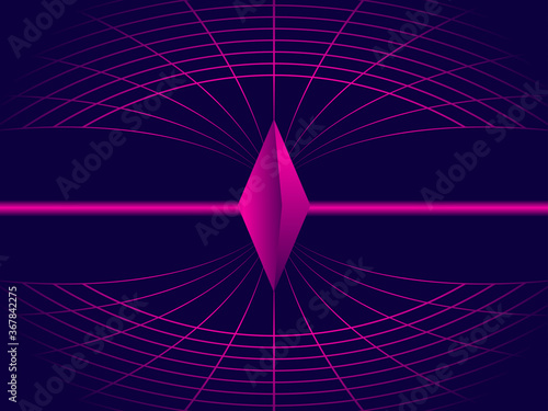 80s retro sci-fi background. Virtual reality. Synthwave and retrowave style. Vector illustration