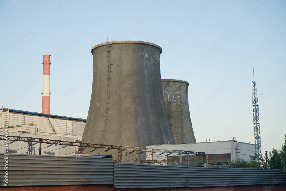 red and white pipes of a city boiler room, heating system red and white pipes of a city boiler room, heating system