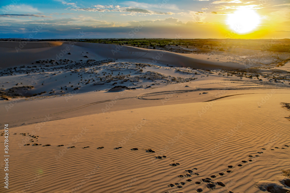 Sunrise On The Red Sand Dunes