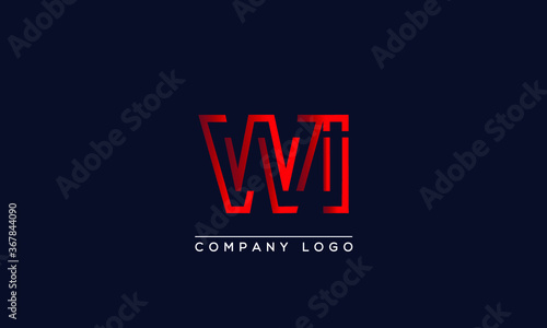 Abstract minimal unique modern alphabet letter icon logo WI
