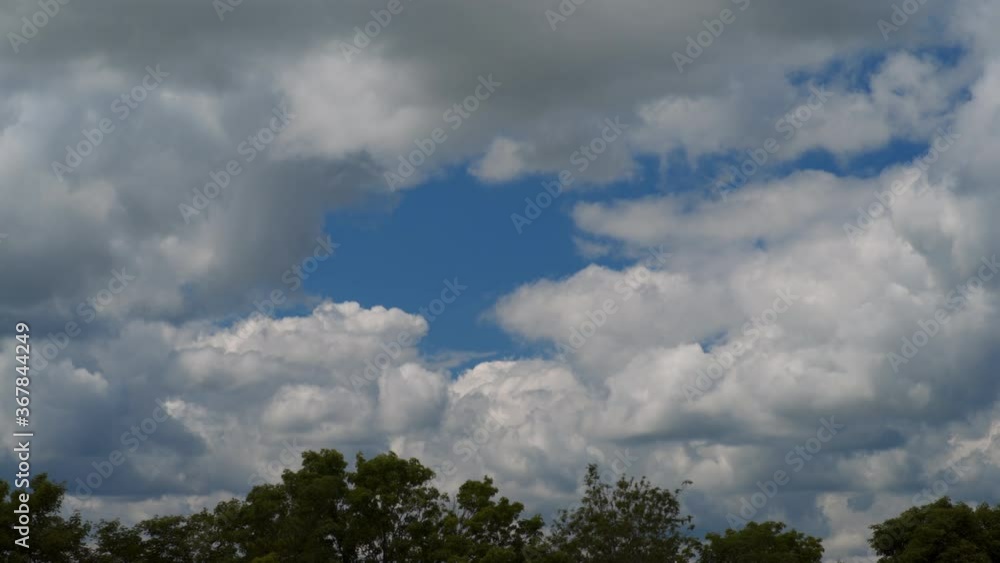Fluffy clouds floating above a forest in realtime.. 4K Fluffy clouds floating above a forest in realtime.. 4K
