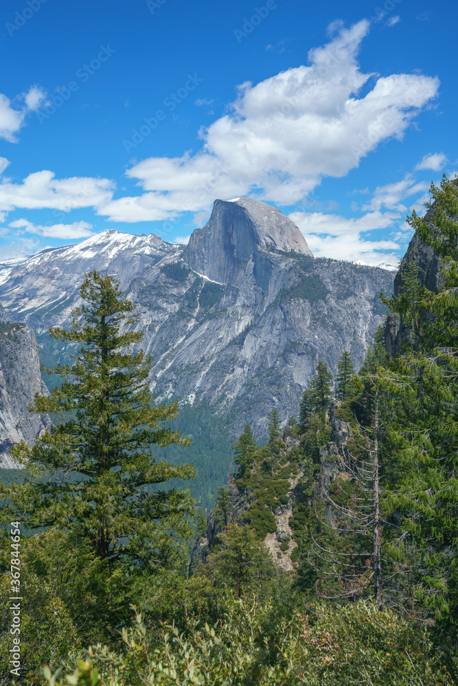 Obraz premium hiking the four mile trail in yosemite national park in california, usa