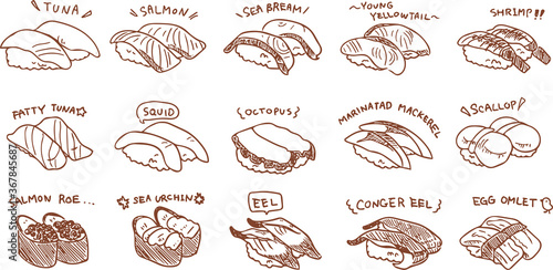 手描き寿司イラストセット