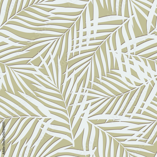 Palm leaves in a chaotic order. Seamless background. Monochrome.