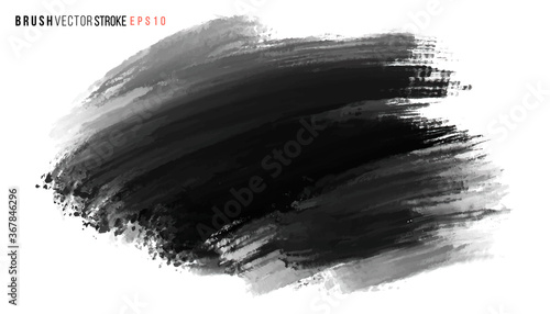 Vector hand drawn big brush stain. Greyscale painted stroke. Artistic backdrop. Grungy background.