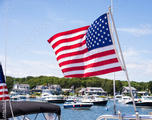 American flag on the boat 