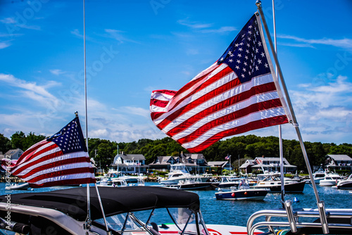 American flag on the boat 