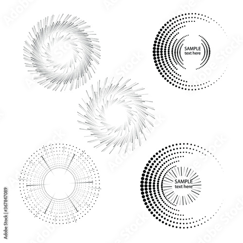 Halftone dots in circle form. round logo . vector dotted frame . design element