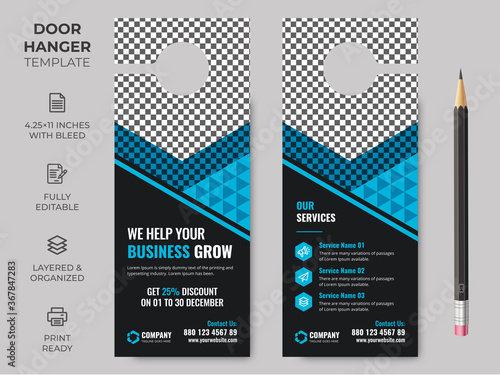 Business Corporate Door Hanger, Vector illustration, modern Door hanger, do not disturb and make up room sign Premium Vector, Door hanger design template