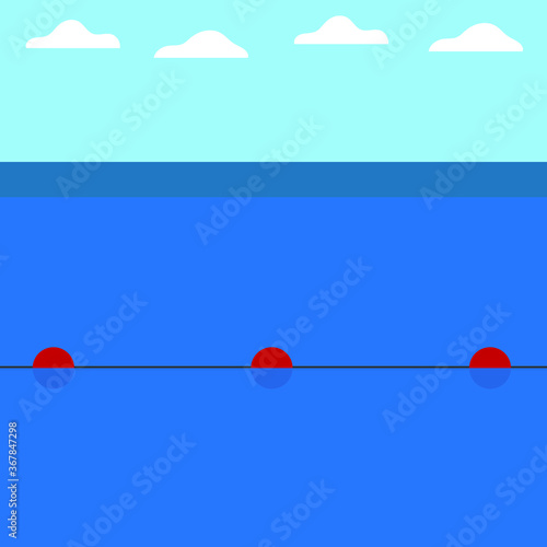 Red round buoys on the water