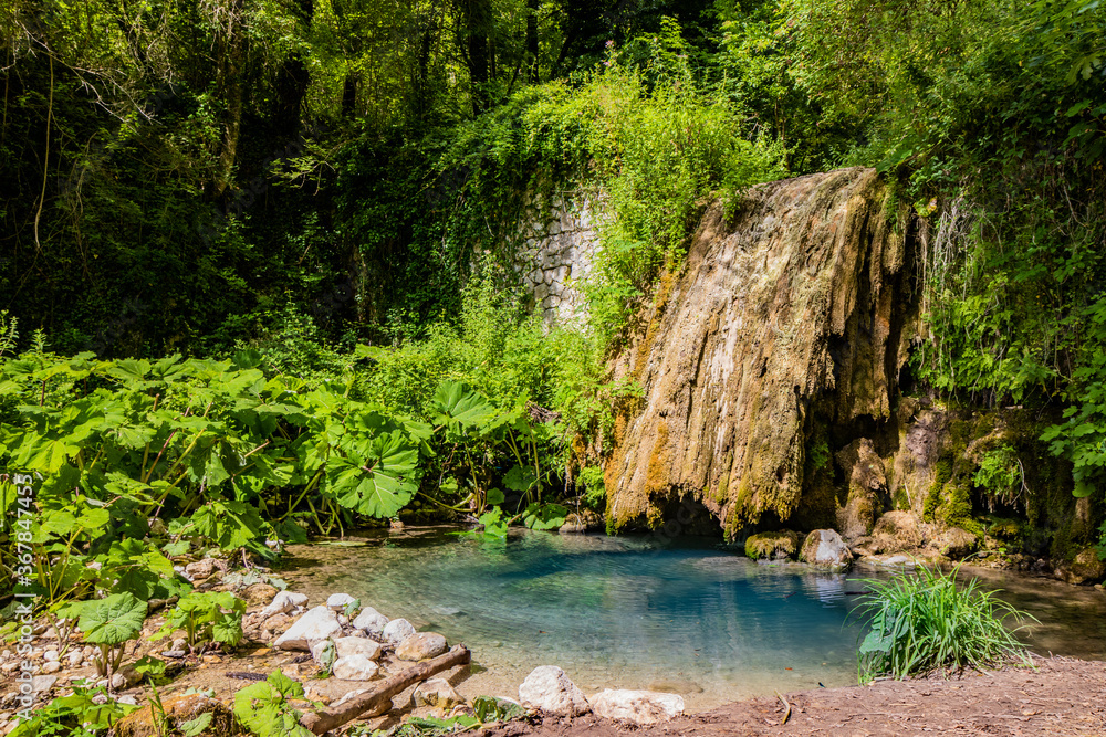 Naklejka premium Waterfalls of the Rioscuro stream, in Cineto Romano