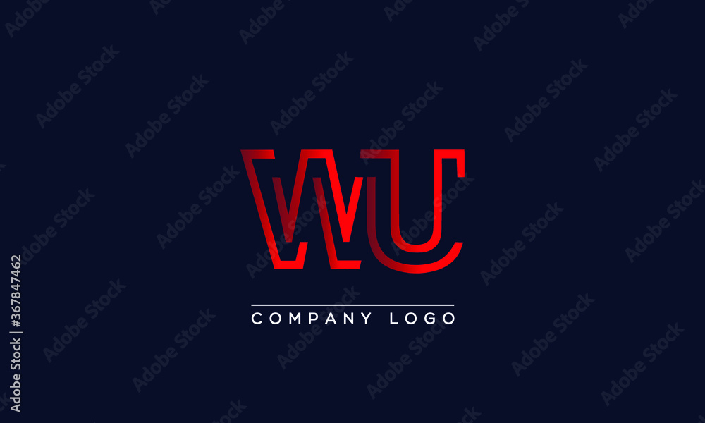 Abstract minimal unique modern alphabet letter icon logo WU