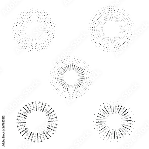 Halftone dots in circle form. round logo . vector dotted frame . design element