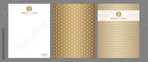 Gold Luxury Letterhead, Cover Page and Brochure Cover Template for Print with Logo
