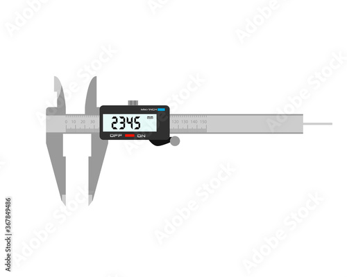 Electronic caliper. Measuring instrument on a white background.