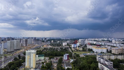 Wallpaper Mural Storm clouds over city, aerial view, hyper lapse.
 Torontodigital.ca