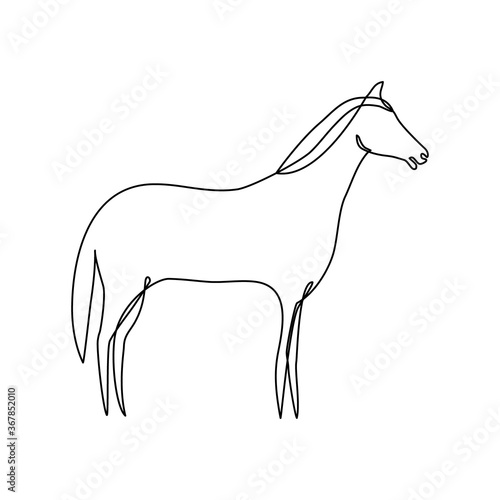 Horse one line drawn vector. Farm animal line icon isolated on white.
