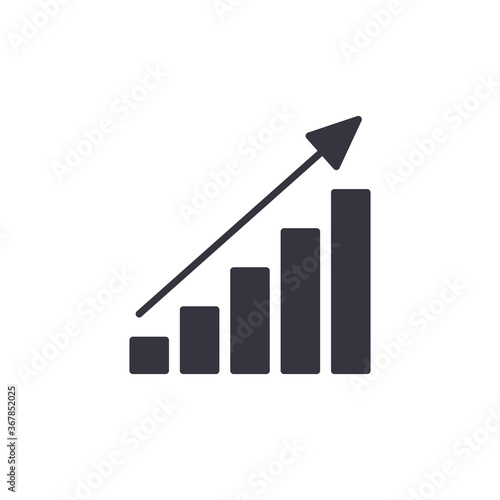 Growing graph icon, Vector isolated simple growth graph business illustration. Success concept