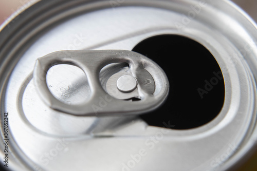 close-up of an open aluminum soda can