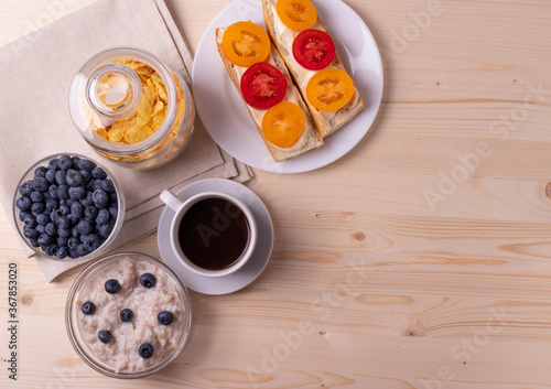 Wallpaper Mural morning breakfast concept with tomato toasts Torontodigital.ca