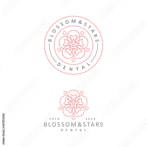 cherry blossom and star for dental Vector design template