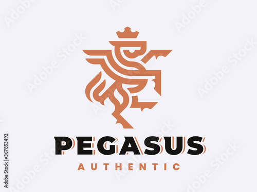 Horse modern logo. Stallion heraldic emblem design editable for your business.