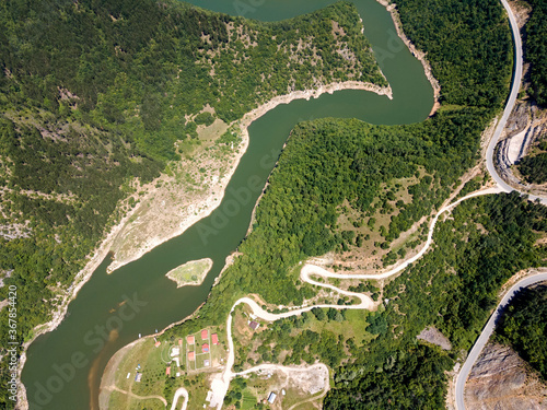 Aerial view of Tsankov kamak Reservoir, Bulgaria photo