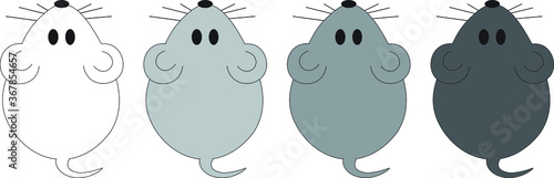 Simple editable vector for laboratory mouse (mus musculus). 4 different colors offer versatility for researchers. Useful for manuscripts, articles, presentations, proposals