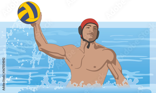 water polo male athlete throwing ball in swimming pool