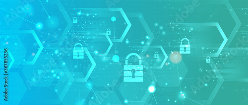 Cybersecurity and information or network protection. Future technology web services for business and internet project