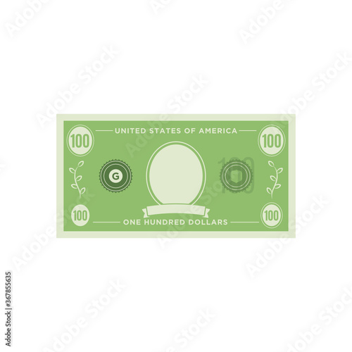 $100 Bill, American Money, USA Currency, Vector Icon Illustration Background