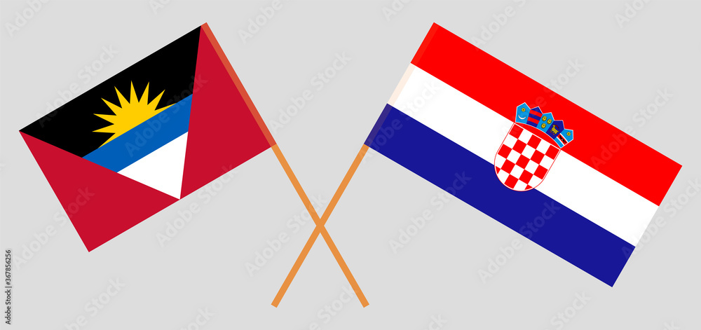 Crossed flags of Croatia and Antigua and Barbuda Crossed flags of Croatia and Antigua and Barbuda